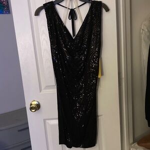 Elegant Black Sequin Dress by Grisbi size Small New with tag